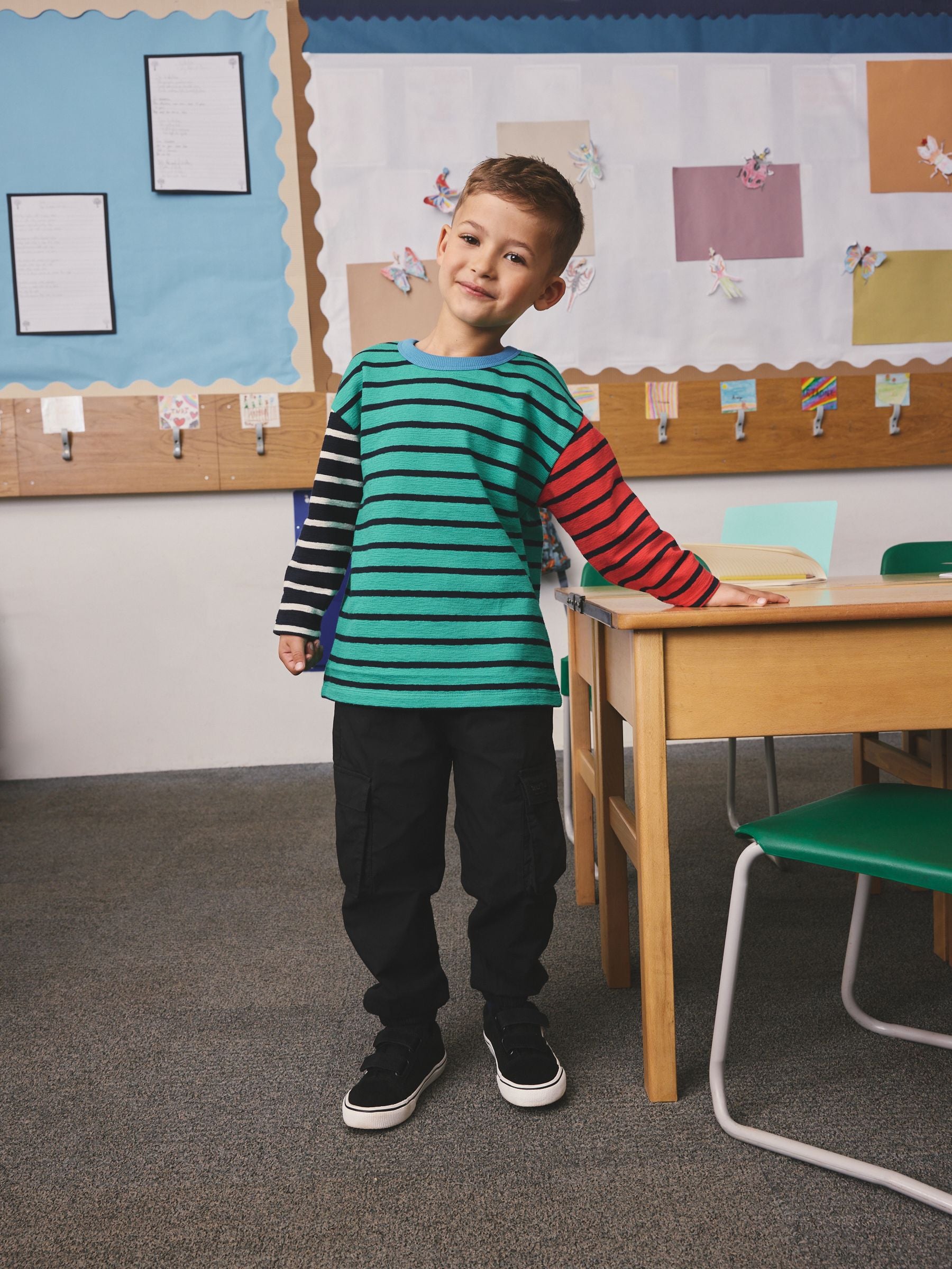 Dsiney Kidz - Green/Navy Stripe Hotchpotch Long Sleeve Stripe T-Shirt (3mths-7yrs) image 3