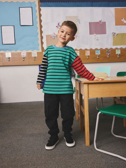 Dsiney Kidz - Green/Navy Stripe Hotchpotch Long Sleeve Stripe T-Shirt (3mths-7yrs) image 3