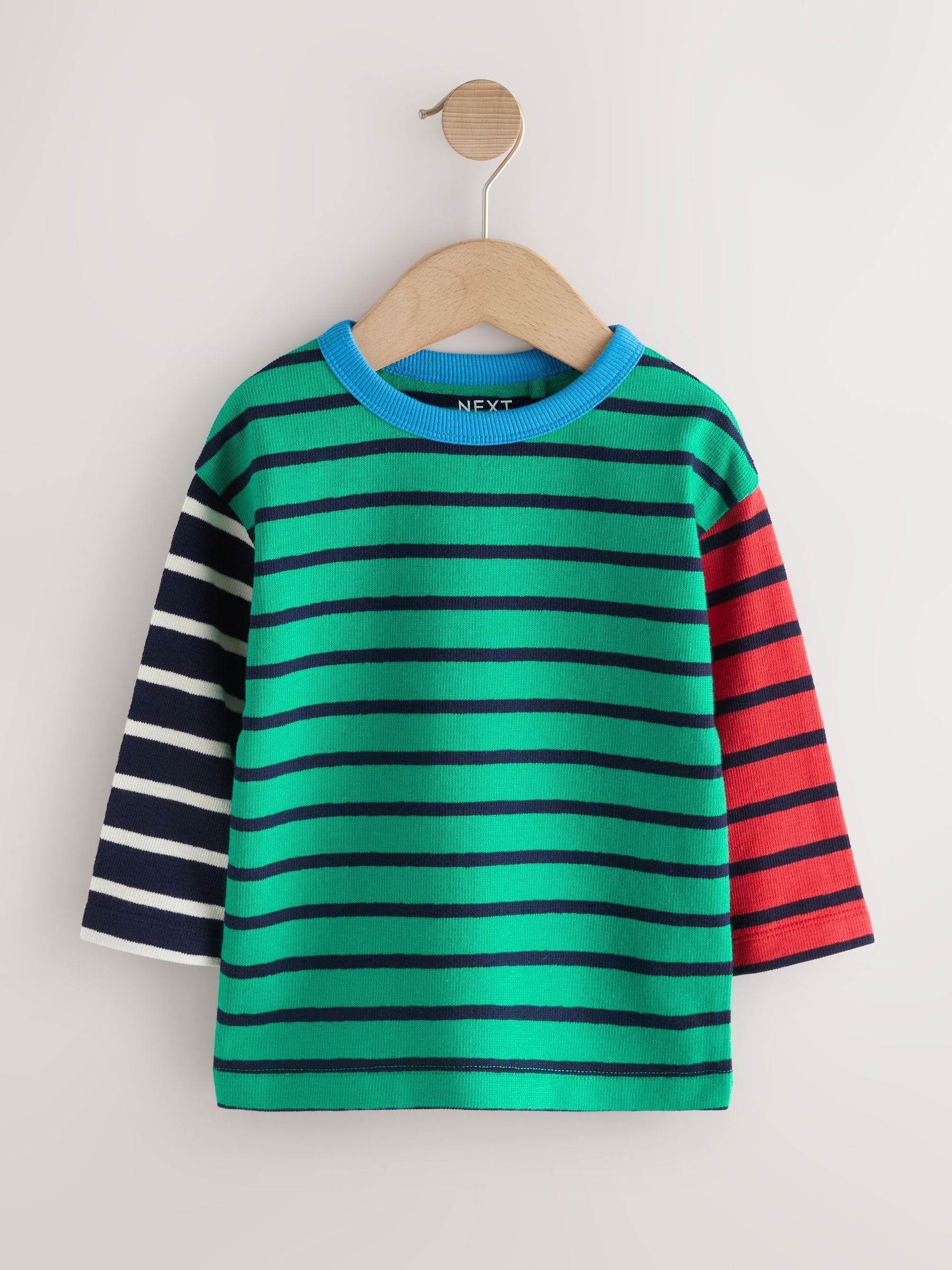 Dsiney Kidz - Green/Navy Stripe Hotchpotch Long Sleeve Stripe T-Shirt (3mths-7yrs) image 6