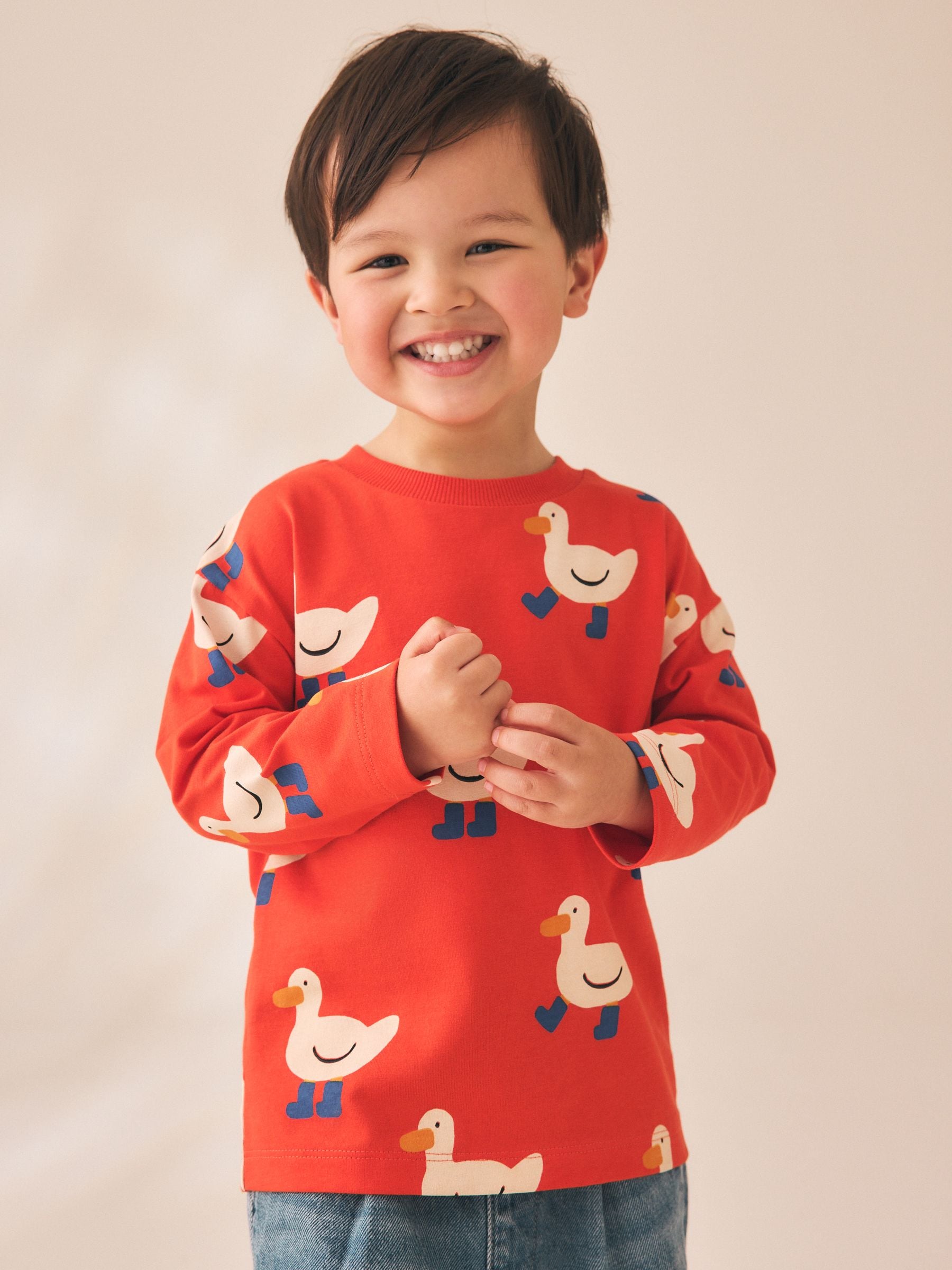 Dsiney Kidz - Red Duck Long Sleeve All Over Print T-Shirt (3mths-7yrs) image 1