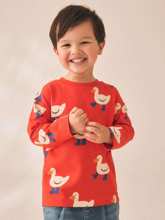 Dsiney Kidz - Red Duck Long Sleeve All Over Print T-Shirt (3mths-7yrs) image 1