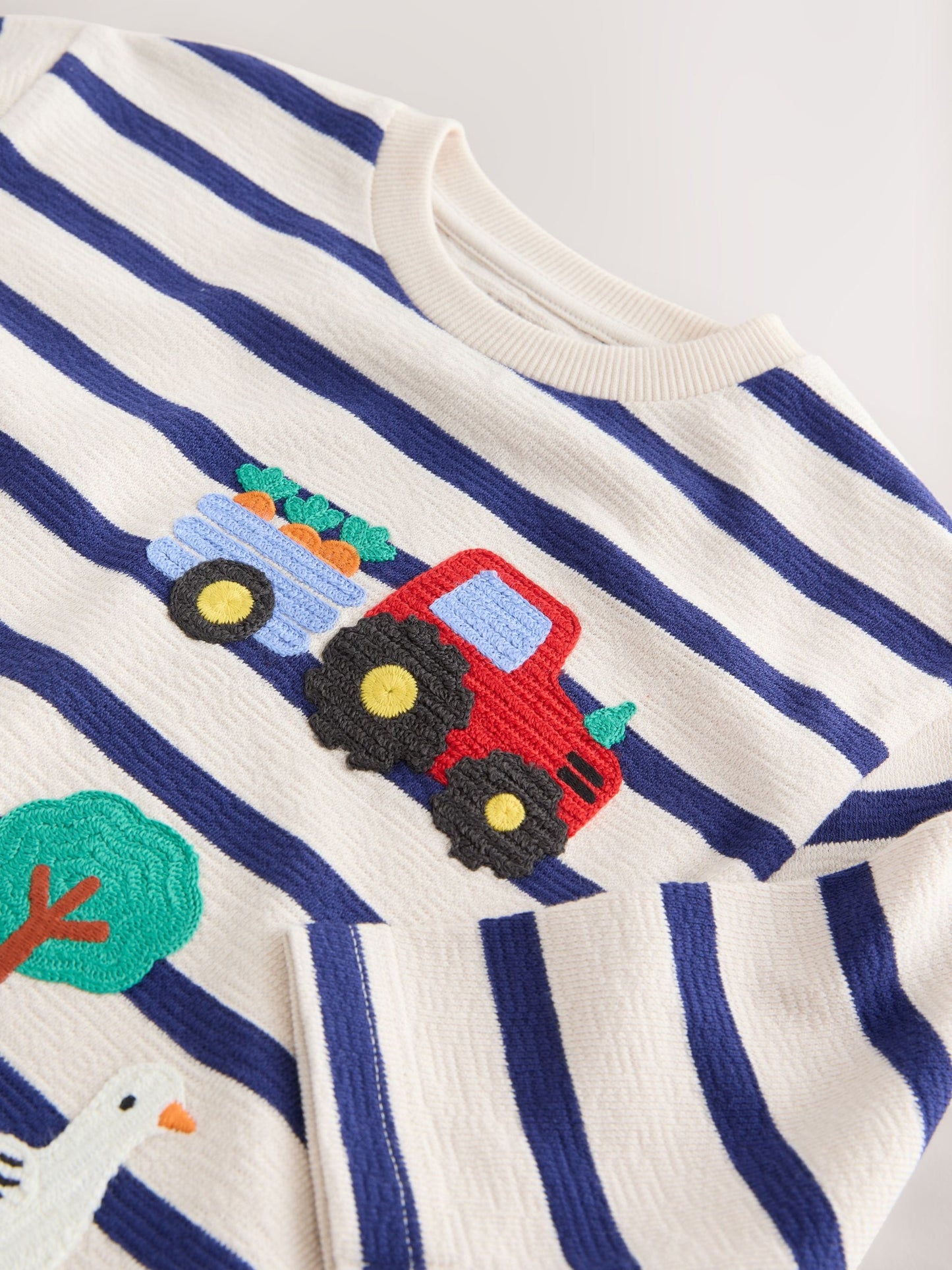 Dsiney Kidz - Cream/Navy Stripe Farm Embroidery Long Sleeve Appliqué T-Shirt (3mths-7yrs) image 8