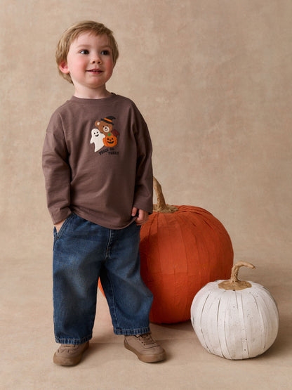 Dsiney Kidz - Brown Halloween Trick or Treat Character Long Sleeve Back Graphic T-Shirt (3mths-7yrs) image 2