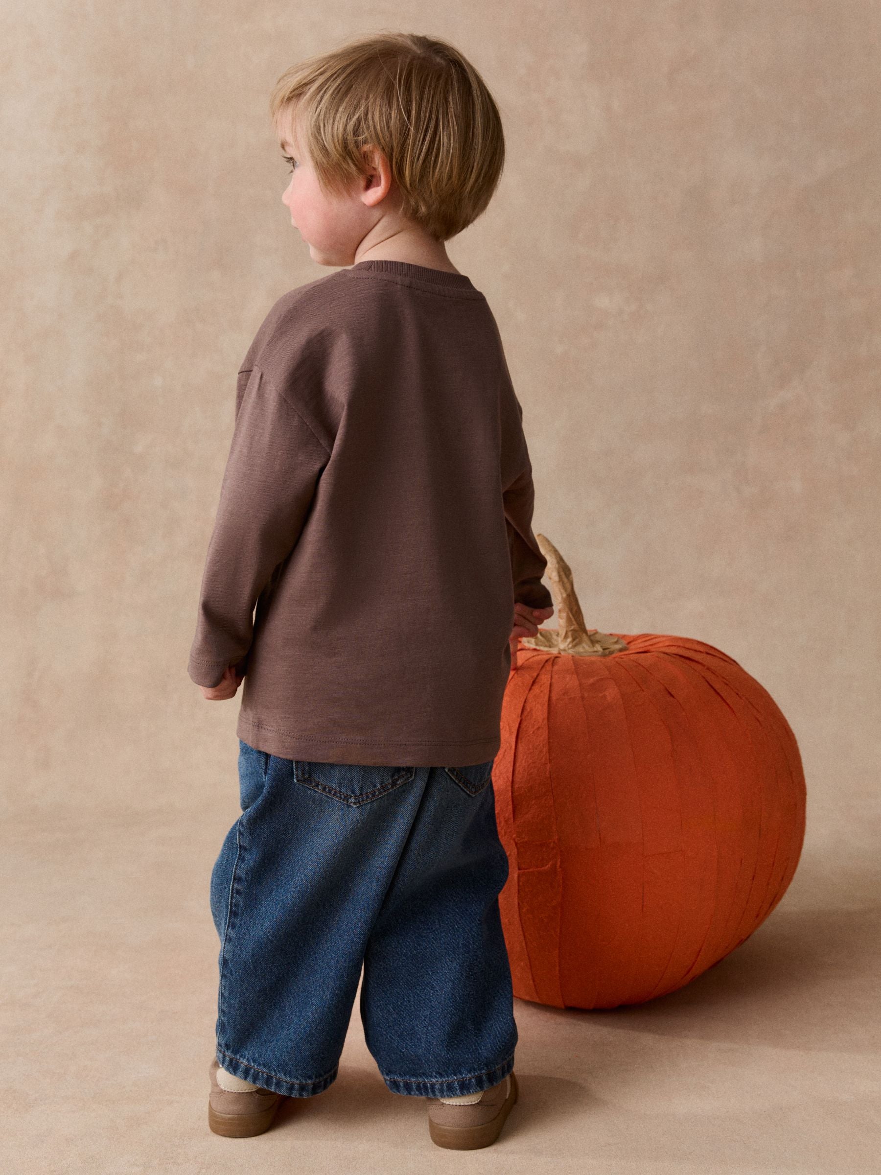 Dsiney Kidz - Brown Halloween Trick or Treat Character Long Sleeve Back Graphic T-Shirt (3mths-7yrs) image 3