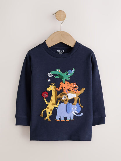 Dsiney Kidz - Dark Navy Safari Animal Long Sleeve Appliqué T-Shirt (3mths-7yrs) image 5