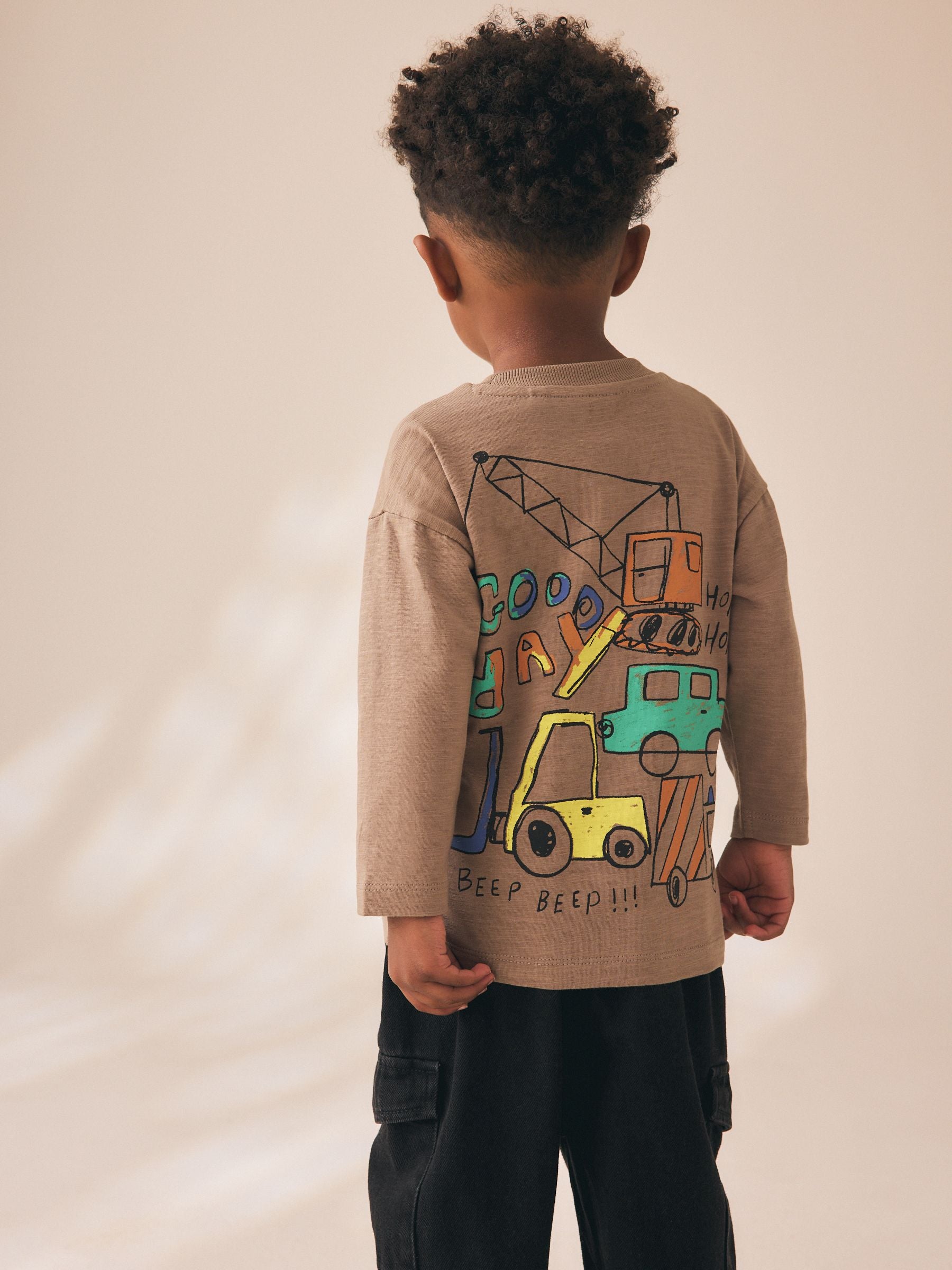Dsiney Kidz - Brown Transport Long Sleeve Back Graphic T-Shirt (3mths-10yrs) image 2