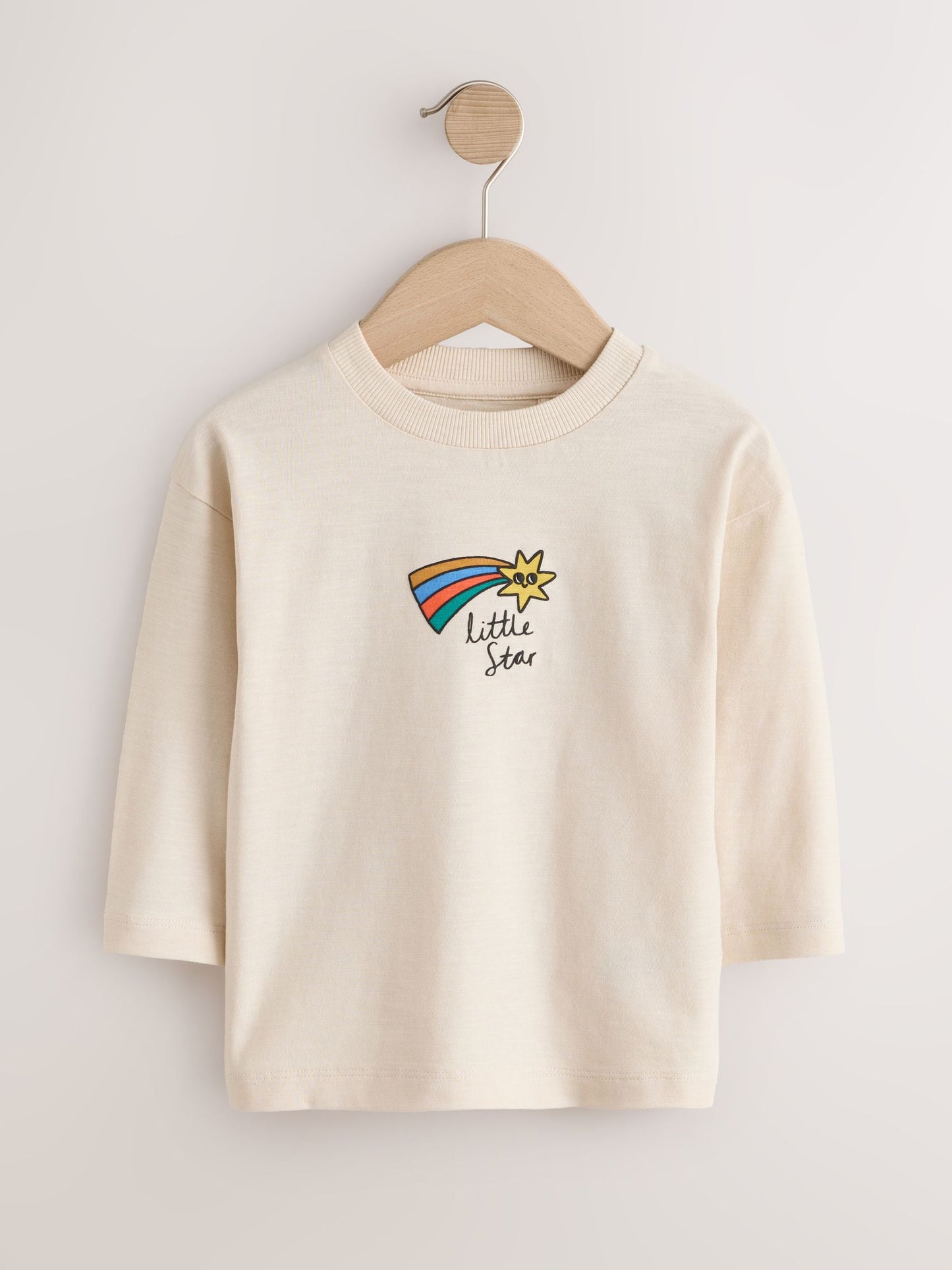 Dsiney Kidz - Cream Little Star Long Sleeve Small Graphic Printed T-Shirt (3mths-7yrs) image 1