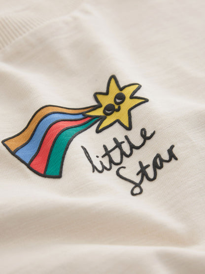 Dsiney Kidz - Cream Little Star Long Sleeve Small Graphic Printed T-Shirt (3mths-7yrs) image 4