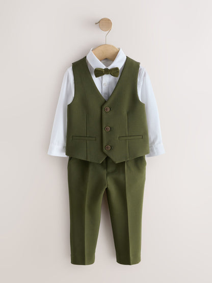 Dsiney Kidz - Olive Green Waistcoat Shirt Trousers & Bow Tie Set (3mths-9yrs) image 7