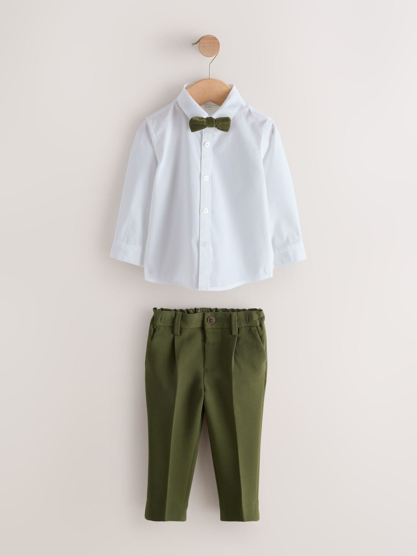 Dsiney Kidz - Olive Green Waistcoat Shirt Trousers & Bow Tie Set (3mths-9yrs) image 8
