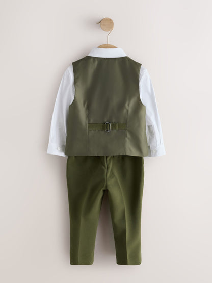 Dsiney Kidz - Olive Green Waistcoat Shirt Trousers & Bow Tie Set (3mths-9yrs) image 9