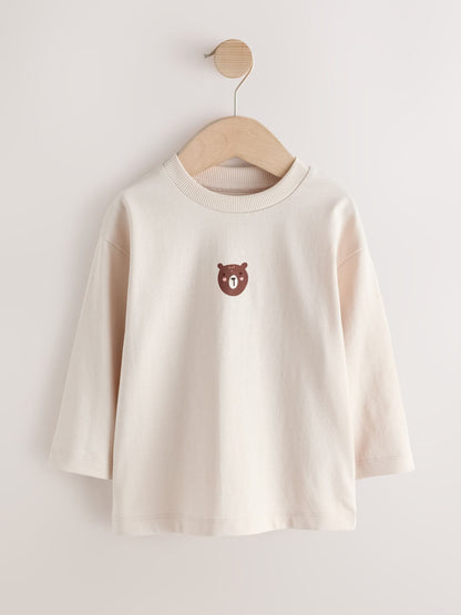Dsiney Kidz - Neutral Bear Long Sleeve Embroidered T-Shirt (3mths-7yrs) image 5