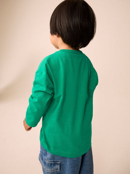 Dsiney Kidz - Bright Green Cool Kid Slogan Long Sleeve Small Graphic Printed T-Shirt (3mths-7yrs) image 3