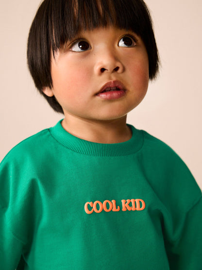 Dsiney Kidz - Bright Green Cool Kid Slogan Long Sleeve Small Graphic Printed T-Shirt (3mths-7yrs) image 4