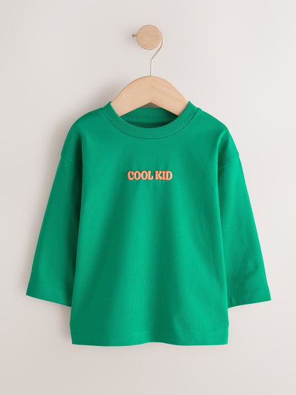 Dsiney Kidz - Bright Green Cool Kid Slogan Long Sleeve Small Graphic Printed T-Shirt (3mths-7yrs) image 5