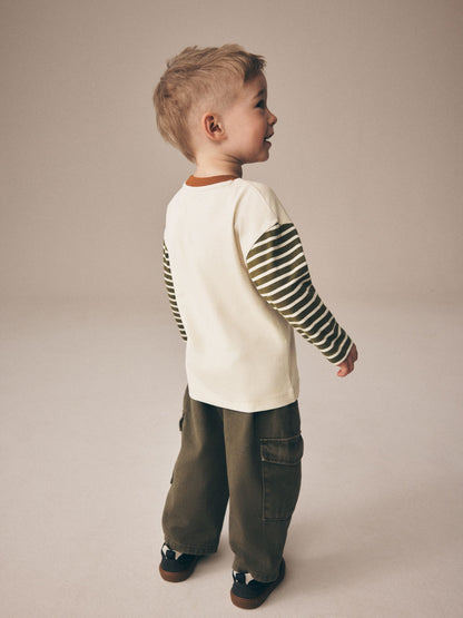 Dsiney Kidz - Neutral Wild Bunch Animal Stripe Long Sleeve Graphic T-Shirt (3mths-7yrs) image 3
