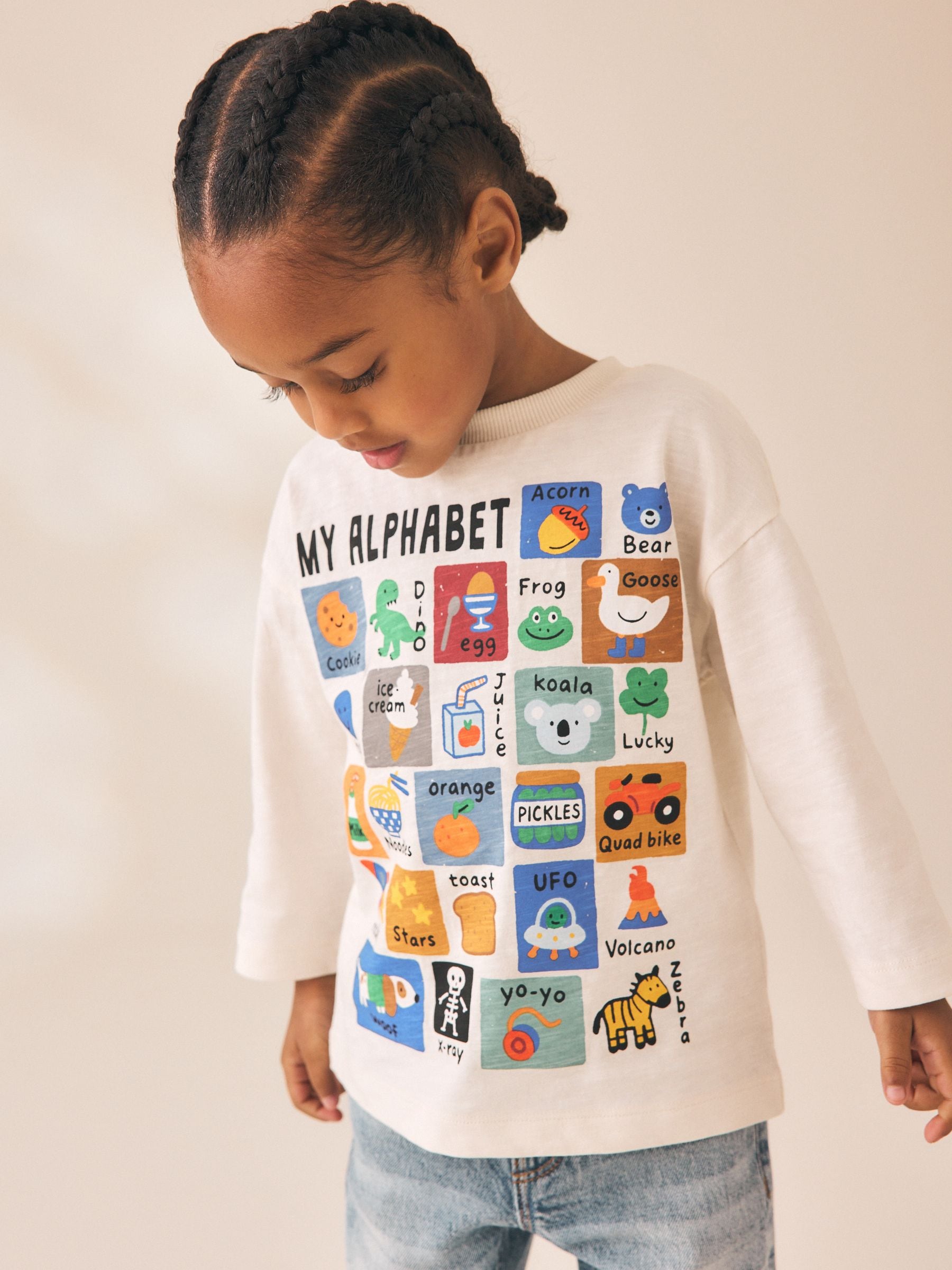 Dsiney Kidz - White Alphabet Long Sleeve Graphic T-Shirt (3mths-7yrs) image 1