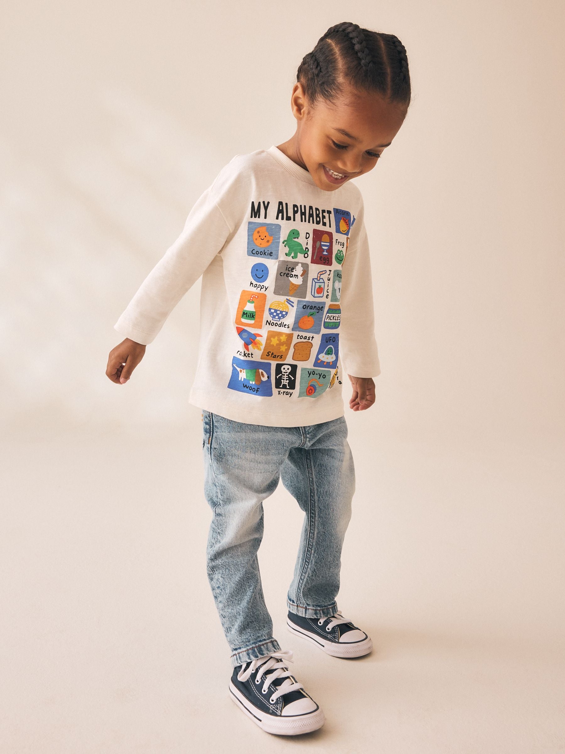 Dsiney Kidz - White Alphabet Long Sleeve Graphic T-Shirt (3mths-7yrs) image 2