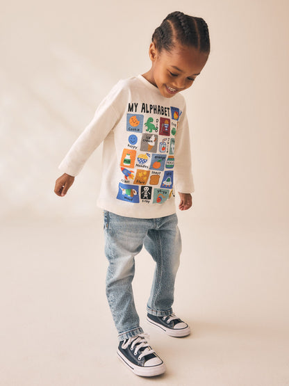 Dsiney Kidz - White Alphabet Long Sleeve Graphic T-Shirt (3mths-7yrs) image 2