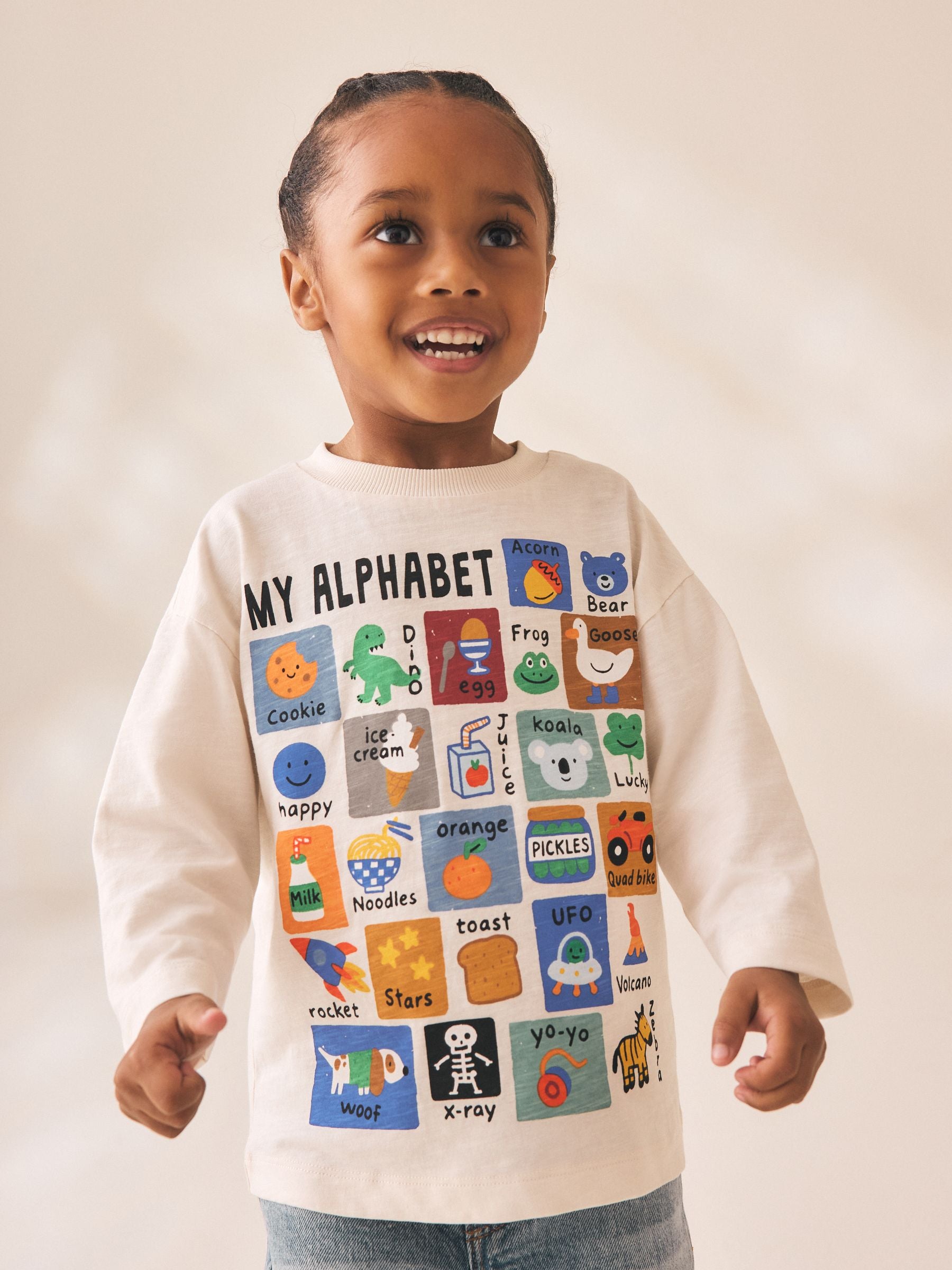 Dsiney Kidz - White Alphabet Long Sleeve Graphic T-Shirt (3mths-7yrs) image 4