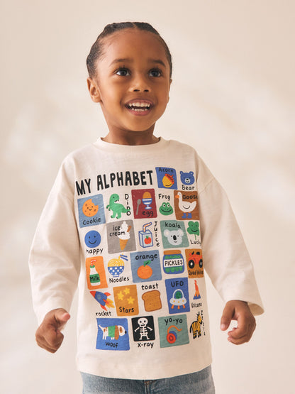 Dsiney Kidz - White Alphabet Long Sleeve Graphic T-Shirt (3mths-7yrs) image 4