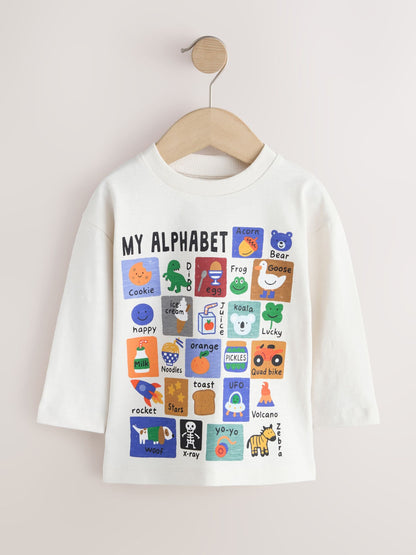 Dsiney Kidz - White Alphabet Long Sleeve Graphic T-Shirt (3mths-7yrs) image 5