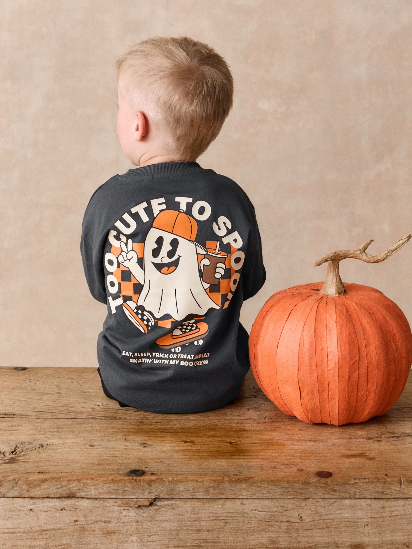 Dsiney Kidz - Black Glow in the Dark Halloween Ghost Long Sleeve Back Graphic T-Shirt (3mths-7yrs) image 1