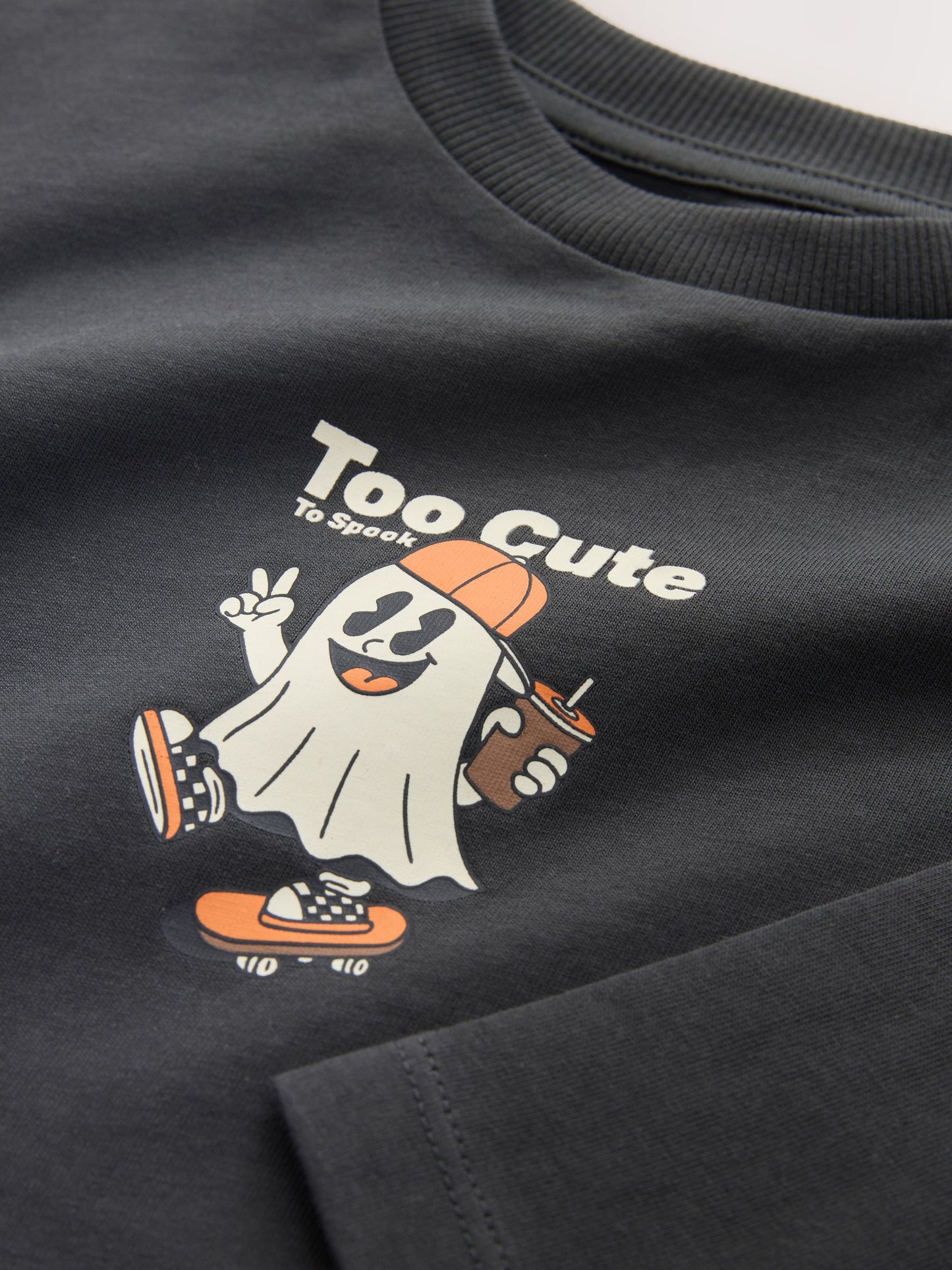 Dsiney Kidz - Black Glow in the Dark Halloween Ghost Long Sleeve Back Graphic T-Shirt (3mths-7yrs) image 8