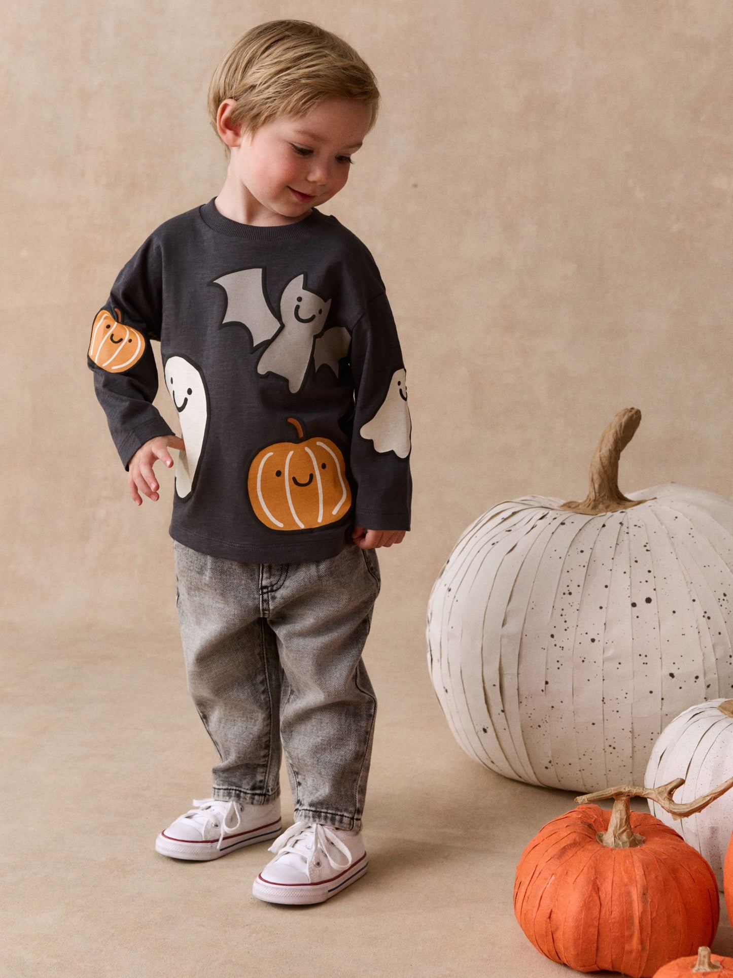 Dsiney Kidz - Charcoal Grey Halloween Character Long Sleeve Back Graphic T-Shirt (3mths-7yrs) image 2