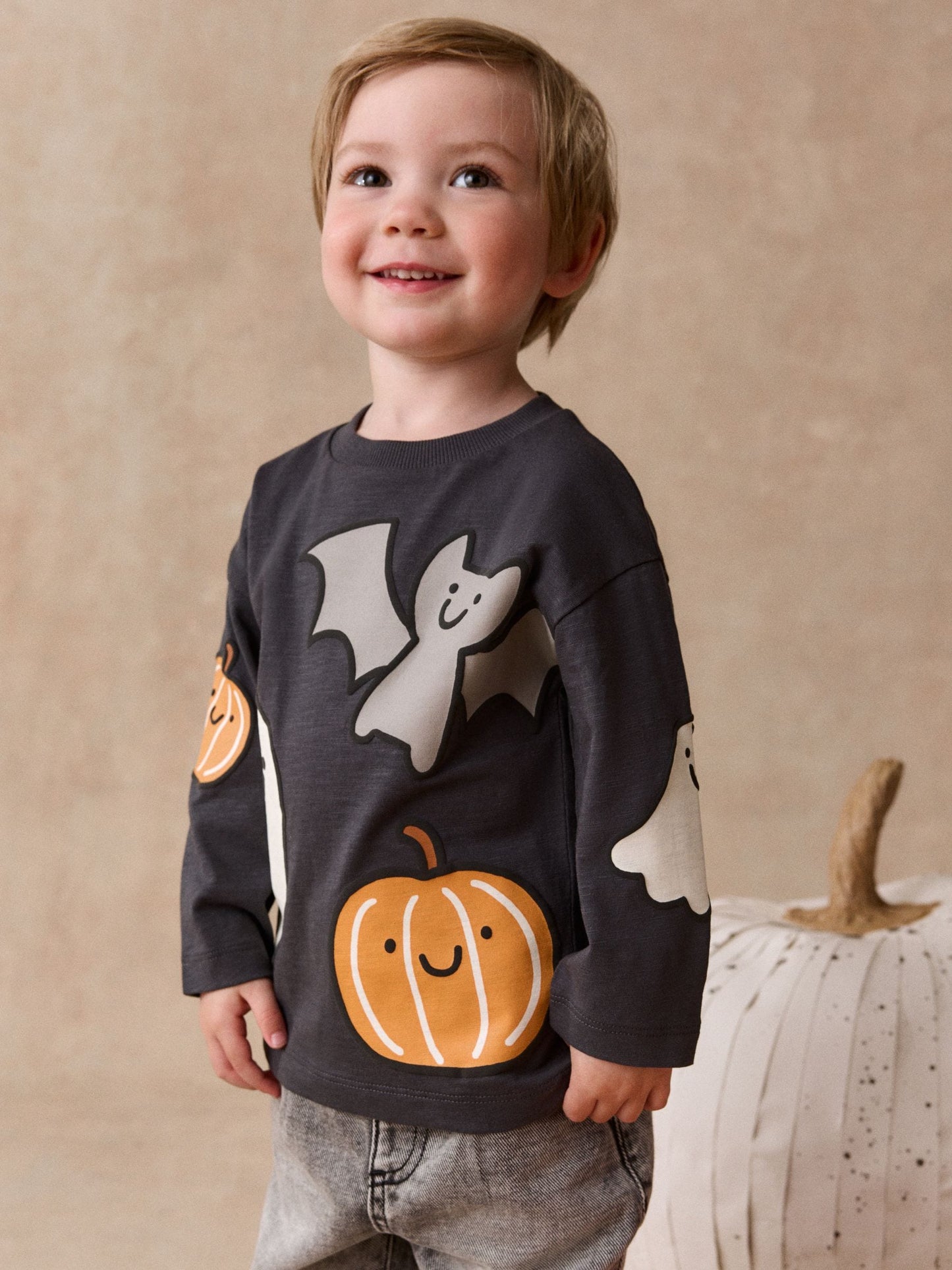 Dsiney Kidz - Charcoal Grey Character Long Sleeve Halloween T-Shirt (3mths-7yrs) image 1