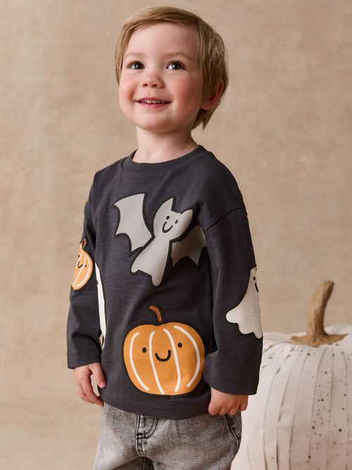 Dsiney Kidz - Charcoal Grey Character Long Sleeve Halloween T-Shirt (3mths-7yrs) image 1