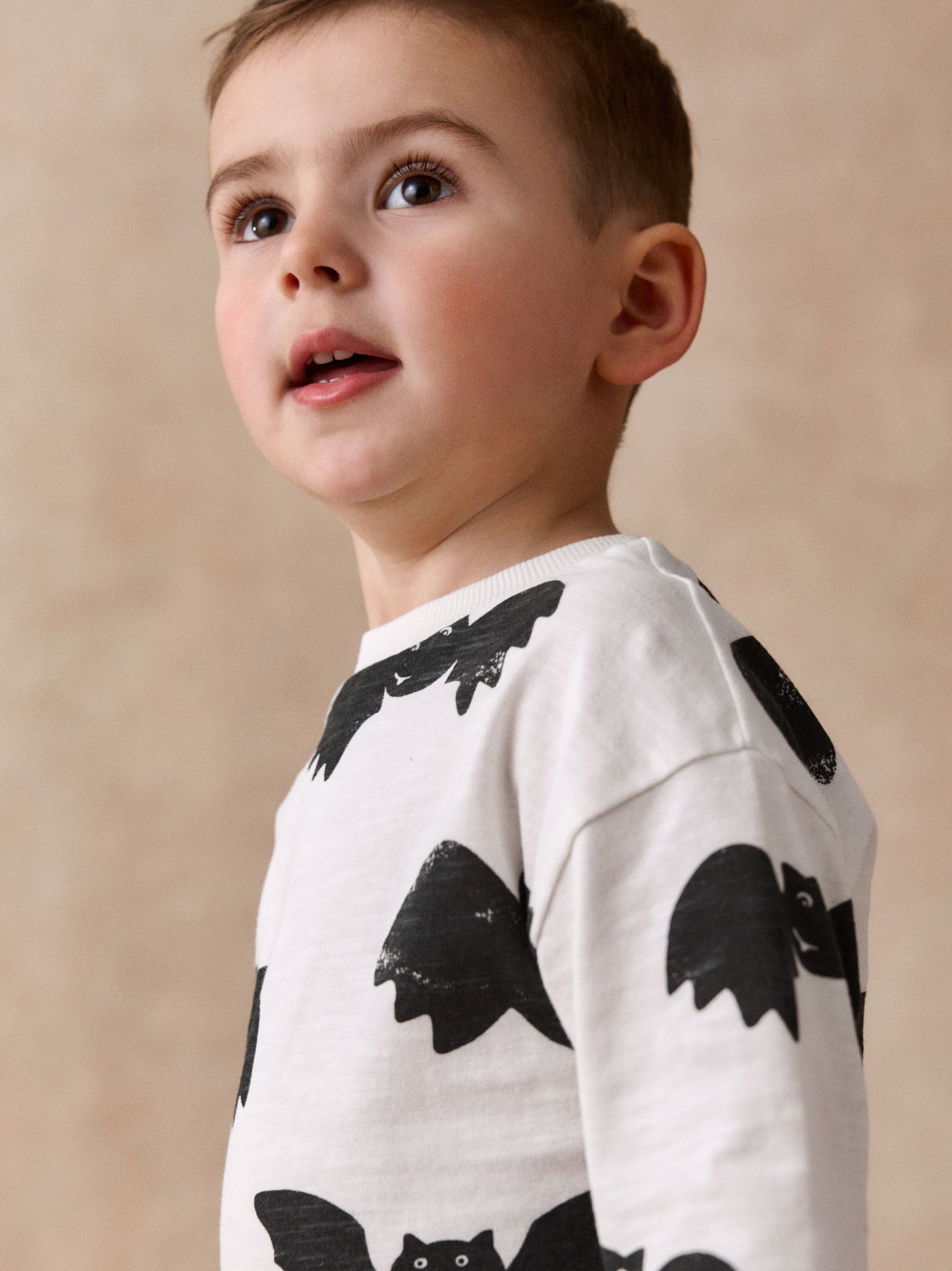 Dsiney Kidz - White/Black Halloween Bat All Over Print Long Sleeve Back Graphic T-Shirt (3mths-7yrs) image 4