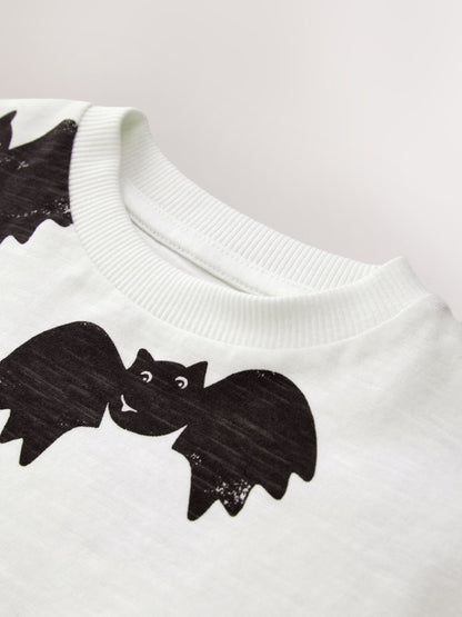 Dsiney Kidz - White/Black Halloween Bat All Over Print Long Sleeve Back Graphic T-Shirt (3mths-7yrs) image 7