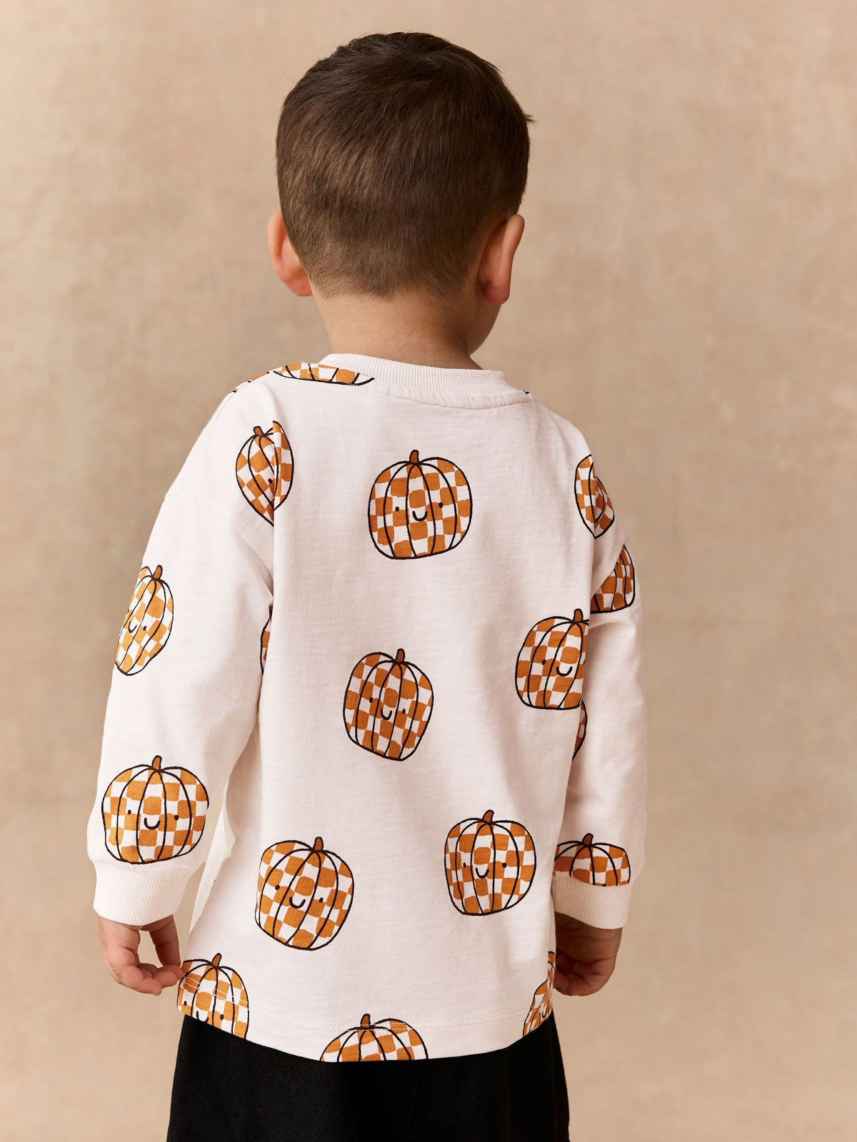 Dsiney Kidz - Cream Checkerboard Pumpkin Long Sleeve Halloween T-Shirt (3mths-7yrs) image 3