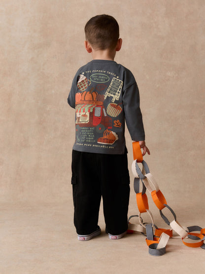 Dsiney Kidz - Charcoal Grey Autumn Pumpkin Truck Long Sleeve Back Graphic T-Shirt (3mths-10yrs) image 3
