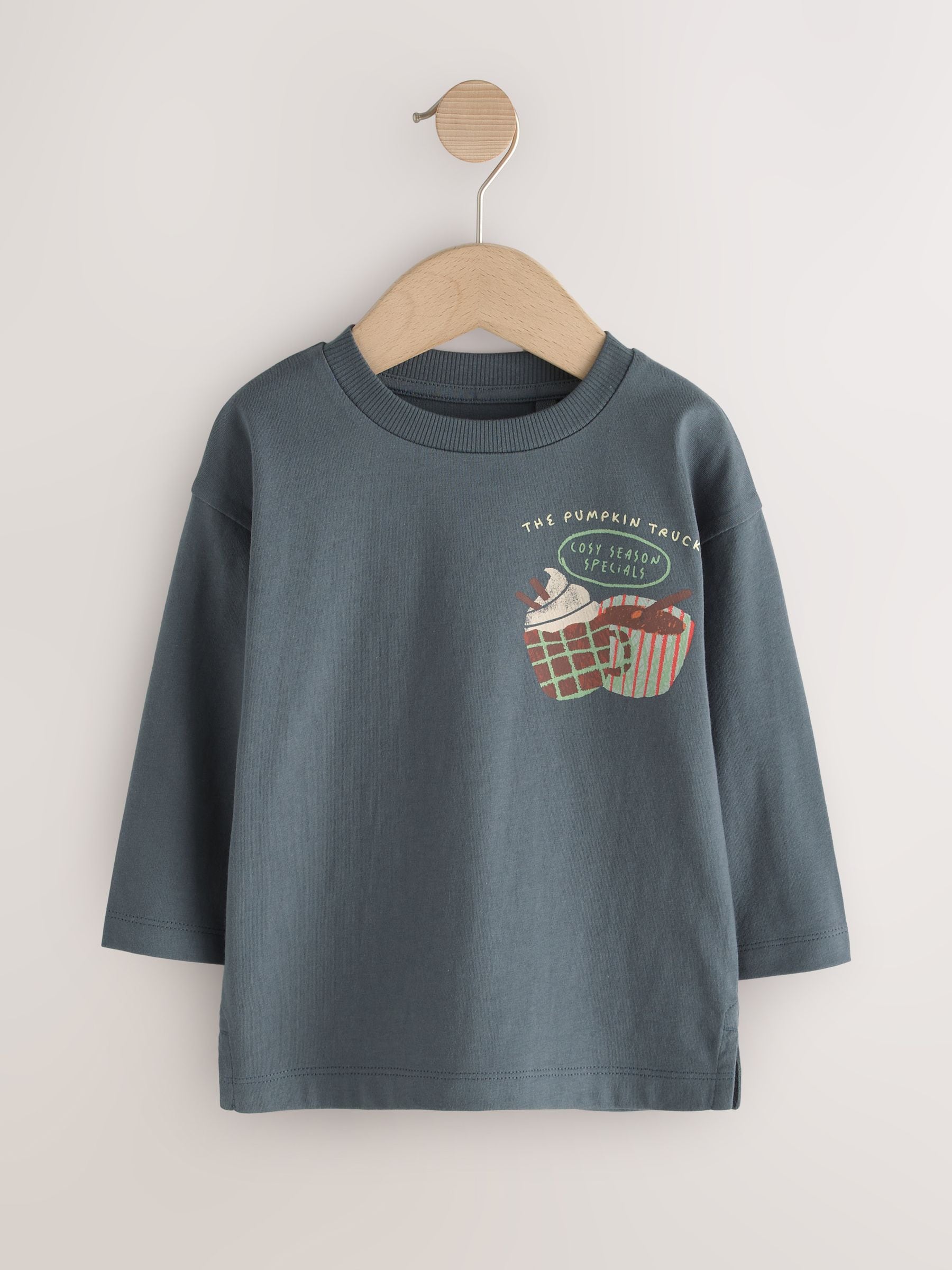 Dsiney Kidz - Charcoal Grey Autumn Pumpkin Truck Long Sleeve Back Graphic T-Shirt (3mths-10yrs) image 5