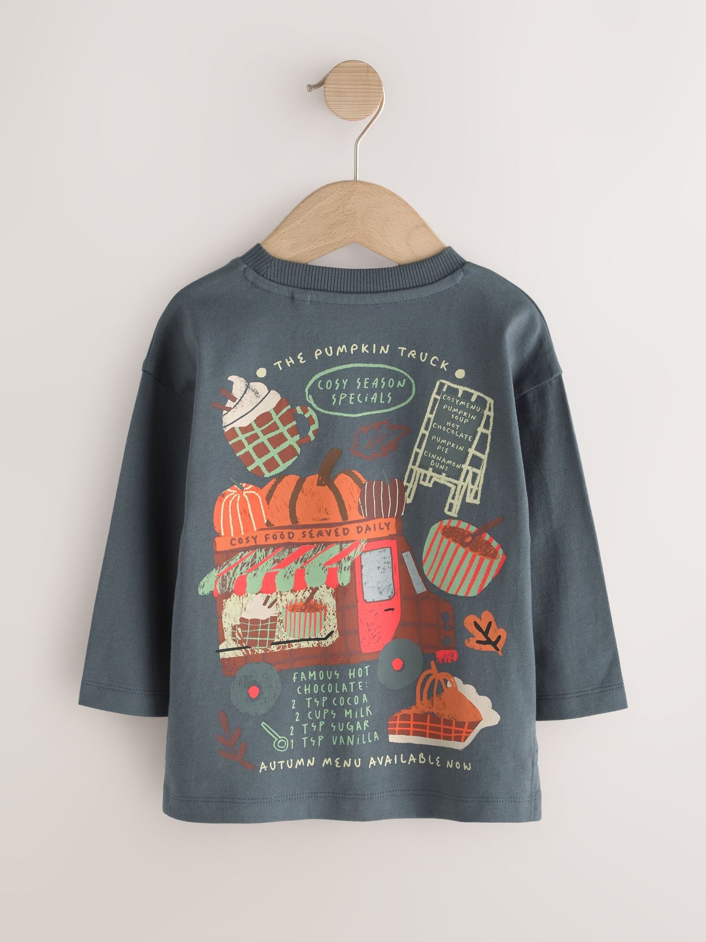 Dsiney Kidz - Charcoal Grey Autumn Pumpkin Truck Long Sleeve Back Graphic T-Shirt (3mths-10yrs) image 6