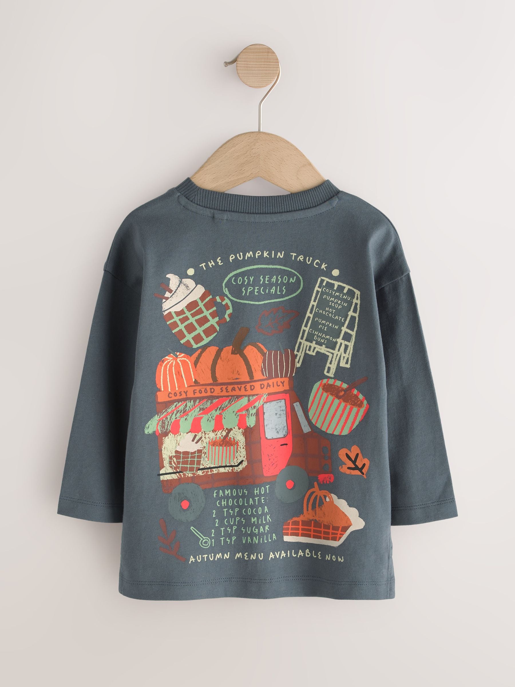 Dsiney Kidz - Charcoal Grey Autumn Pumpkin Truck Long Sleeve Back Graphic T-Shirt (3mths-10yrs) image 6