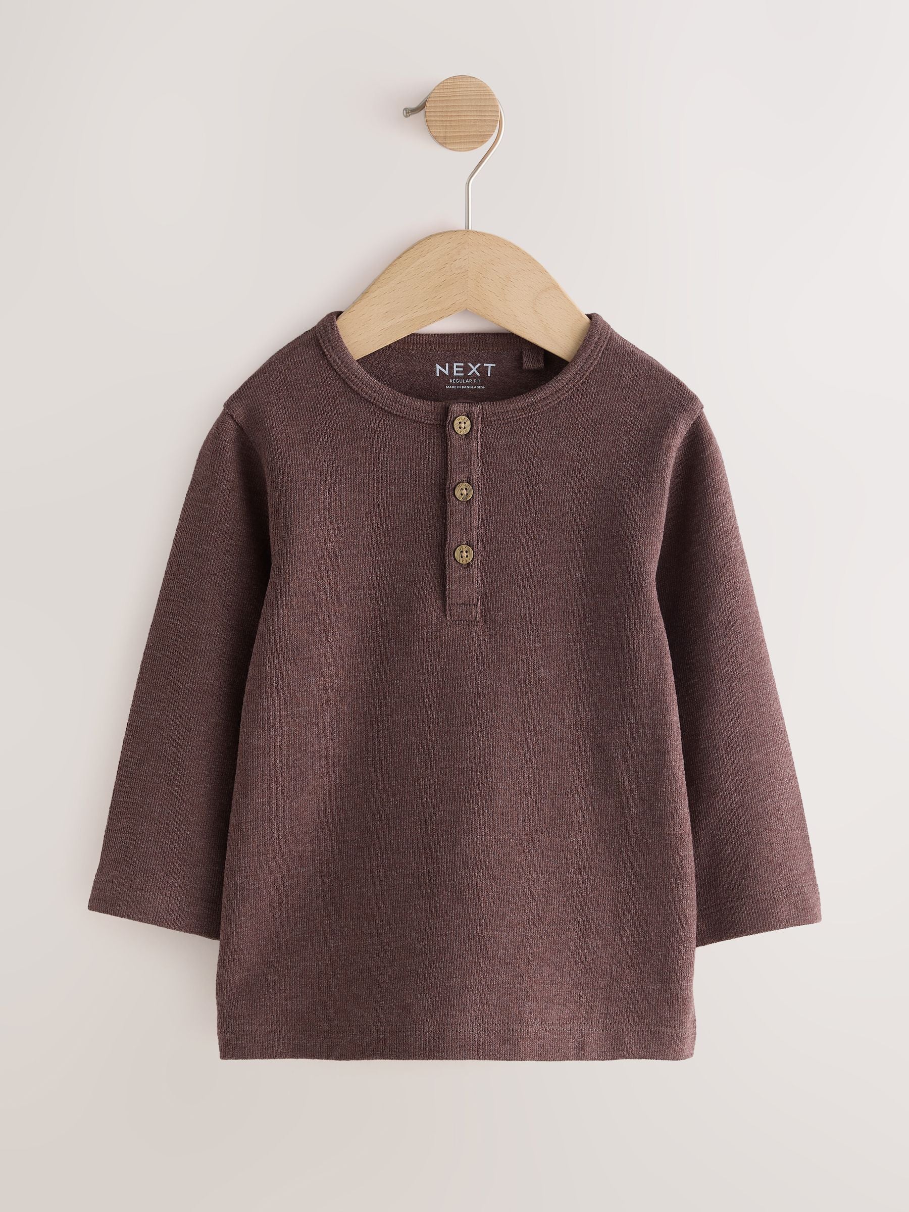 Dsiney Kidz - Brown Long Sleeve Henley Neck T-Shirt (3mths-7yrs) image 1