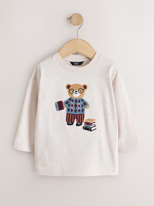 Dsiney Kidz - Neutral Embroidery Bear Long Sleeve Graphic T-Shirt (3mths-7yrs) image 1