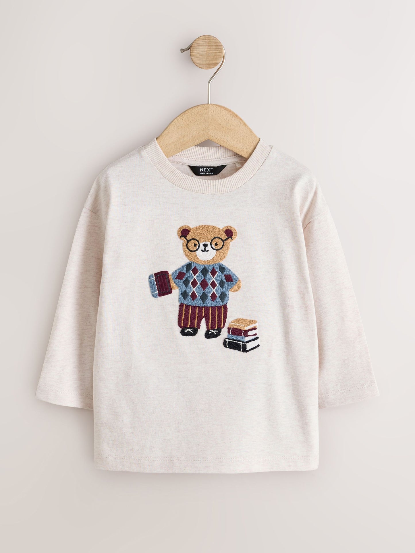 Dsiney Kidz - Neutral Embroidery Bear Long Sleeve Graphic T-Shirt (3mths-7yrs) image 1