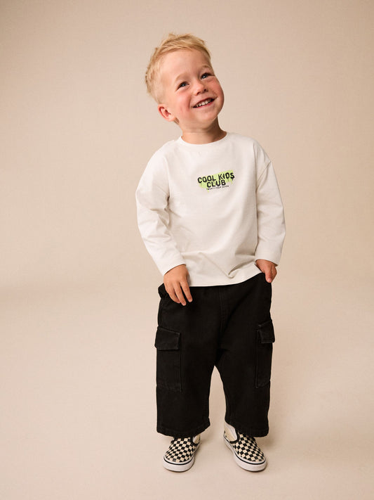 Dsiney Kidz - Cream Graffiti Cherub Long Sleeve Graphic T-Shirt (3mths-7yrs) image 2