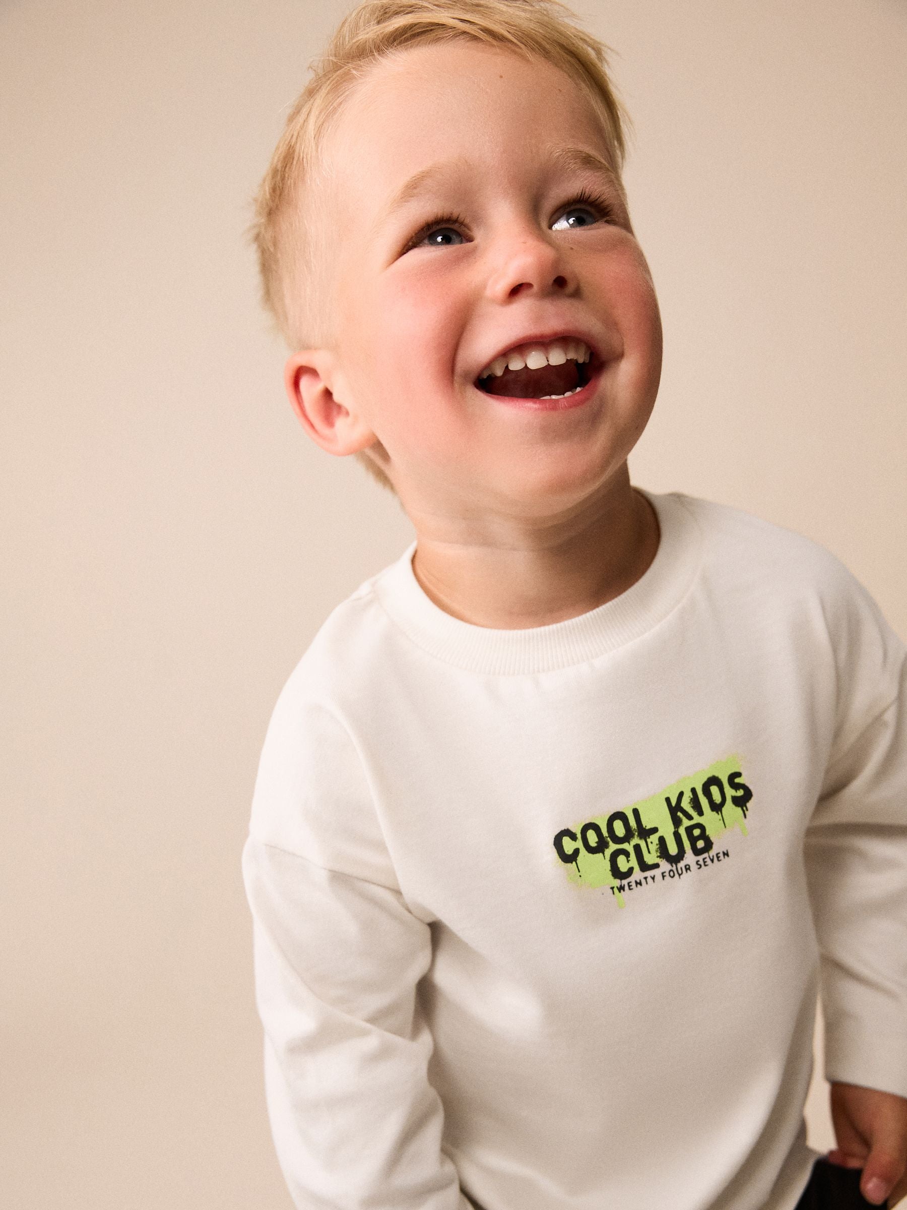 Dsiney Kidz - Cream Graffiti Cherub Long Sleeve Graphic T-Shirt (3mths-7yrs) image 4