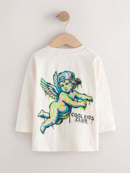 Dsiney Kidz - Cream Graffiti Cherub Long Sleeve Graphic T-Shirt (3mths-7yrs) image 6