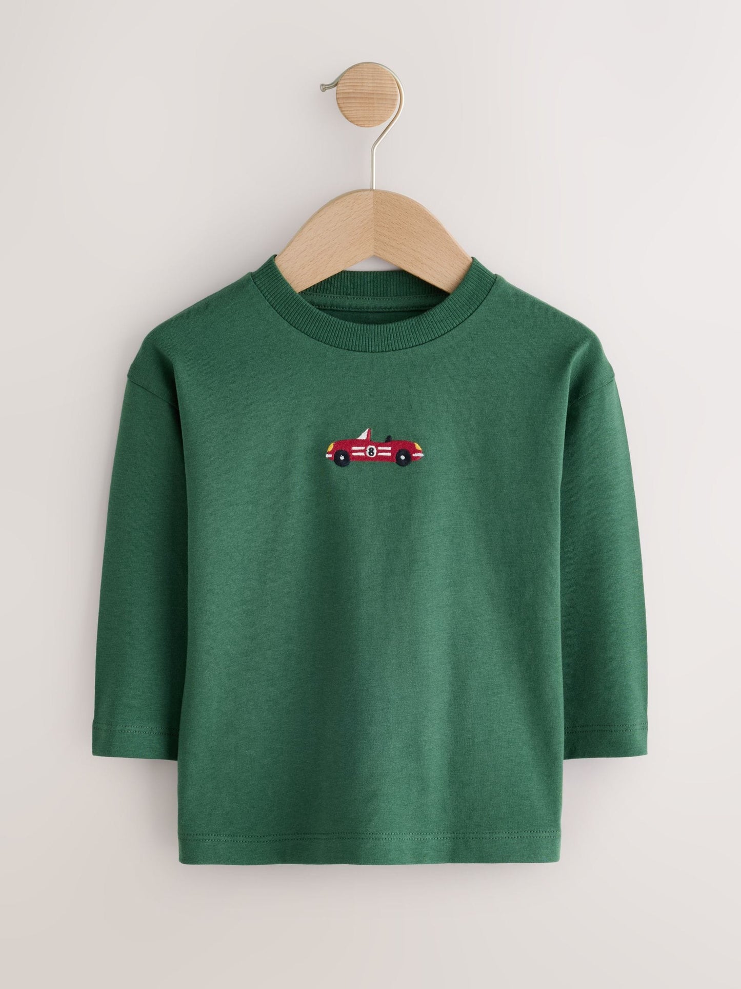 Dsiney Kidz - Bottle Green Racecar Long Sleeve Embroidered T-Shirt (3mths-7yrs) image 1