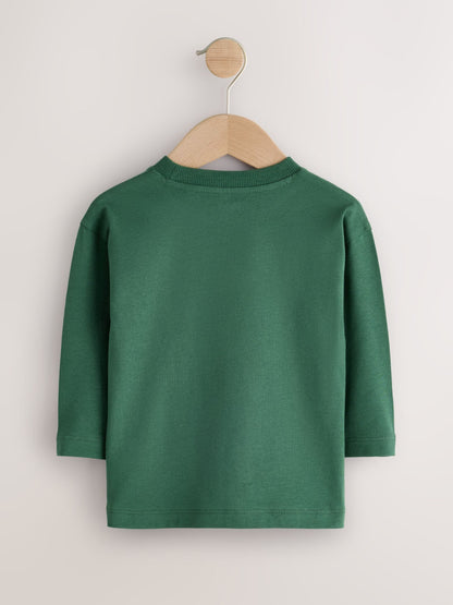 Dsiney Kidz - Bottle Green Racecar Long Sleeve Embroidered T-Shirt (3mths-7yrs) image 2