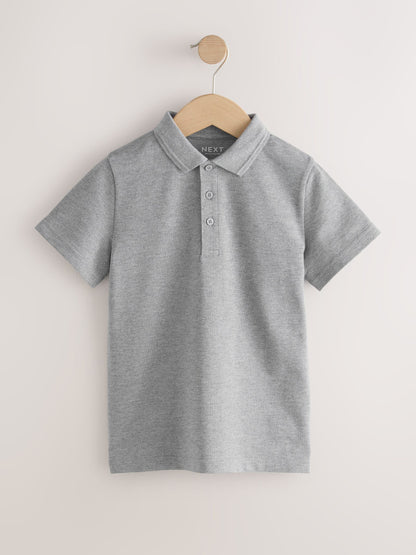 Dsiney Kidz - Grey Regular Fit Cotton School Short Sleeve Polo Shirts 2 Pack (3-16yrs) image 2