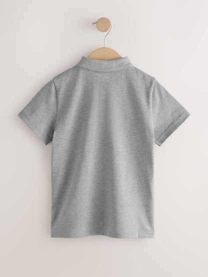 Dsiney Kidz - Grey Regular Fit Cotton School Short Sleeve Polo Shirts 2 Pack (3-16yrs) image 3