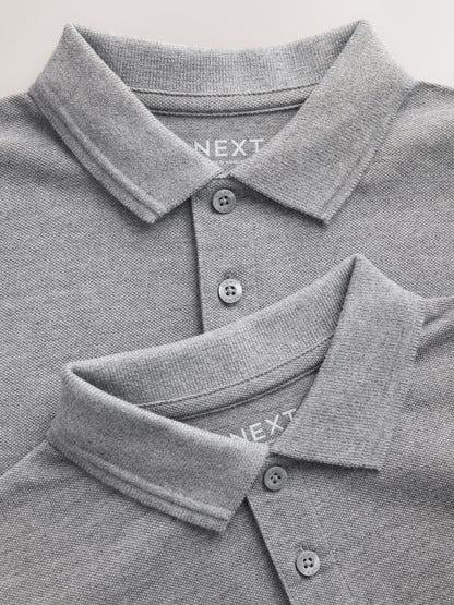 Dsiney Kidz - Grey Regular Fit Cotton School Short Sleeve Polo Shirts 2 Pack (3-16yrs) image 5