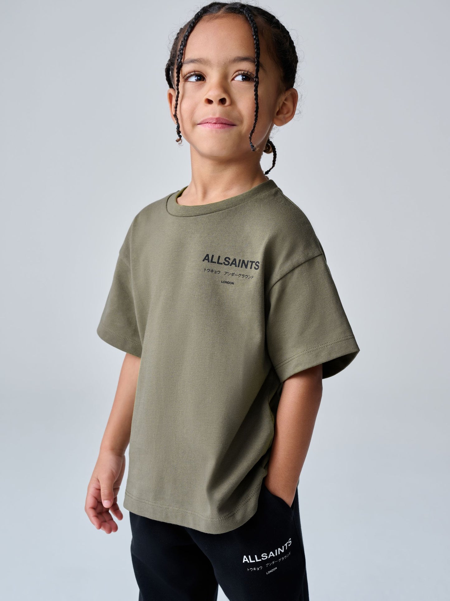 smALLSAINTS Khaki Green Younger Oversized Underground Crew Neck T-Shirt image 5
